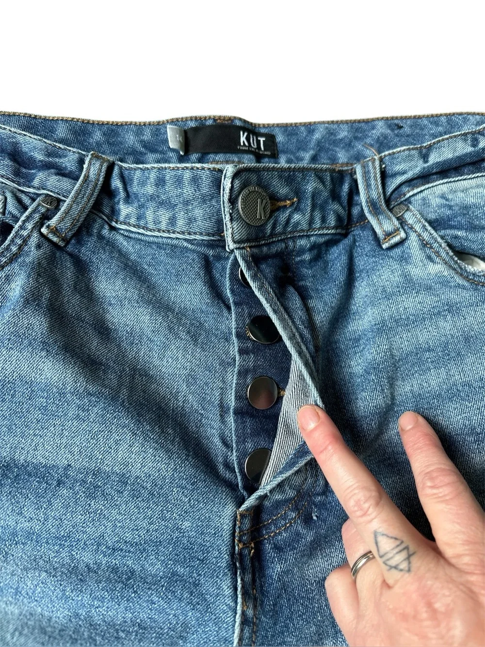 KFTK Margot High Rise Long Denim Short